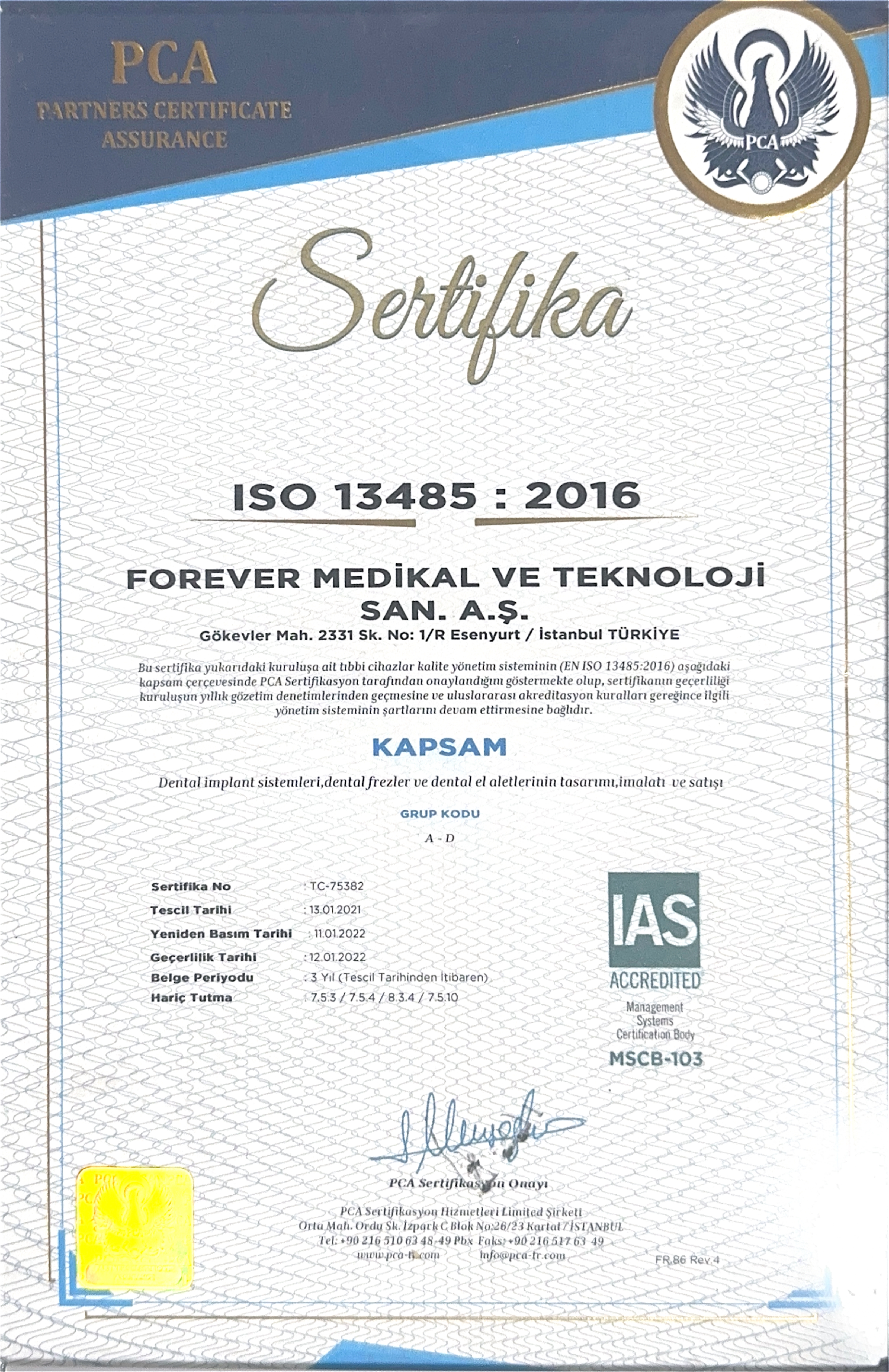 ISO Sertifikası